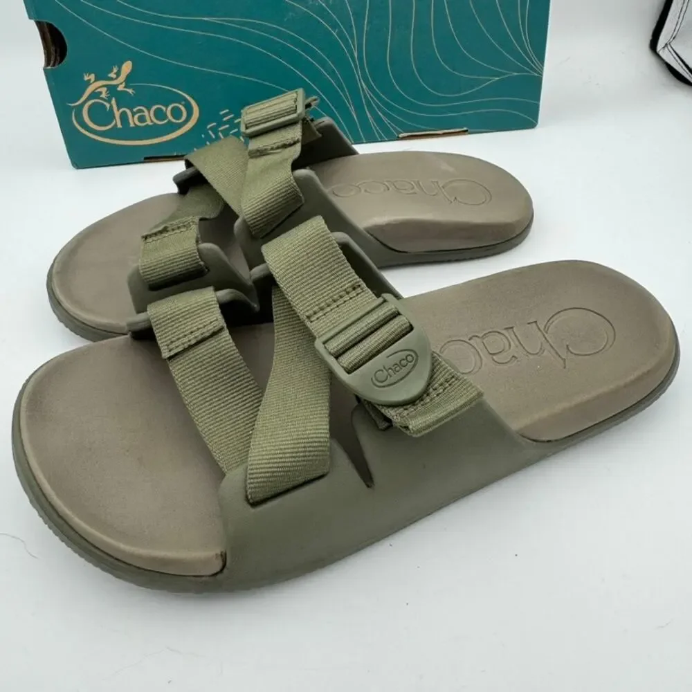 Chaco Chillos Slide Fossil Olive Green Men’s Size 7 Adjustable Comfort Sandals